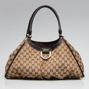 Authentic Gucci Hobo Abbey D Ring Gg Canvas Large